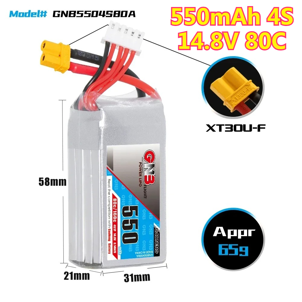 550mAh 4S 14.8V 80C with XT30  - Drone Battery 4S review and price