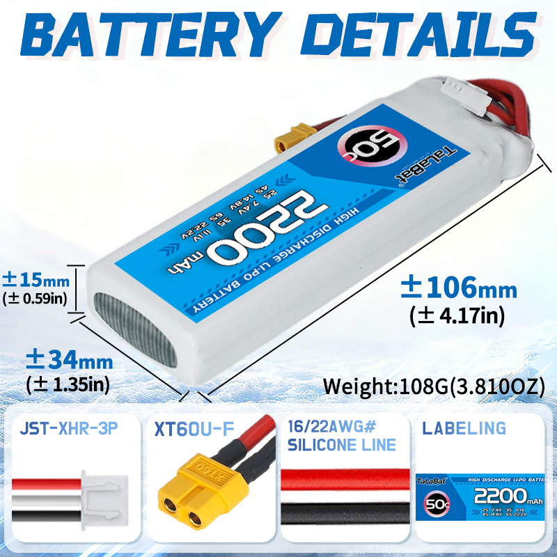 2Pcs NEW TalaBat 7.4V 2200mAh  - Drone Battery Lipo review and price