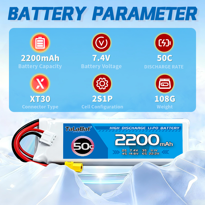 2Pcs NEW TalaBat 7.4V 2200mAh  - Drone Battery Lipo review and price